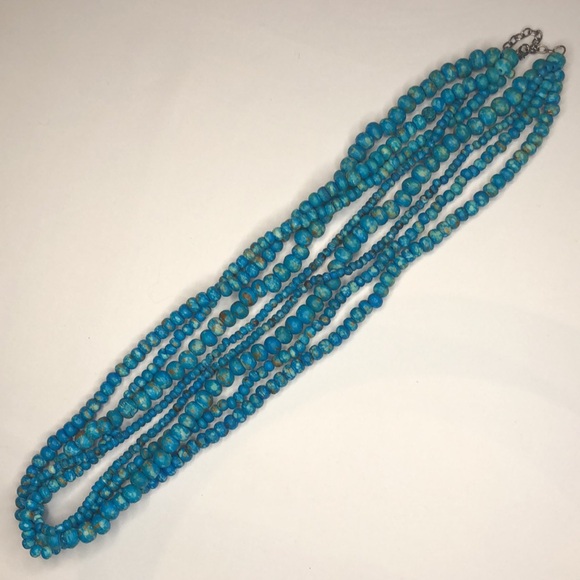 Turquoise 4 Strand Long Beaded Necklace 30” - Picture 5 of 7